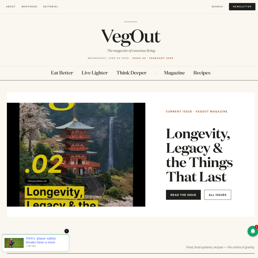 vegoutmag.com homepage screenshot