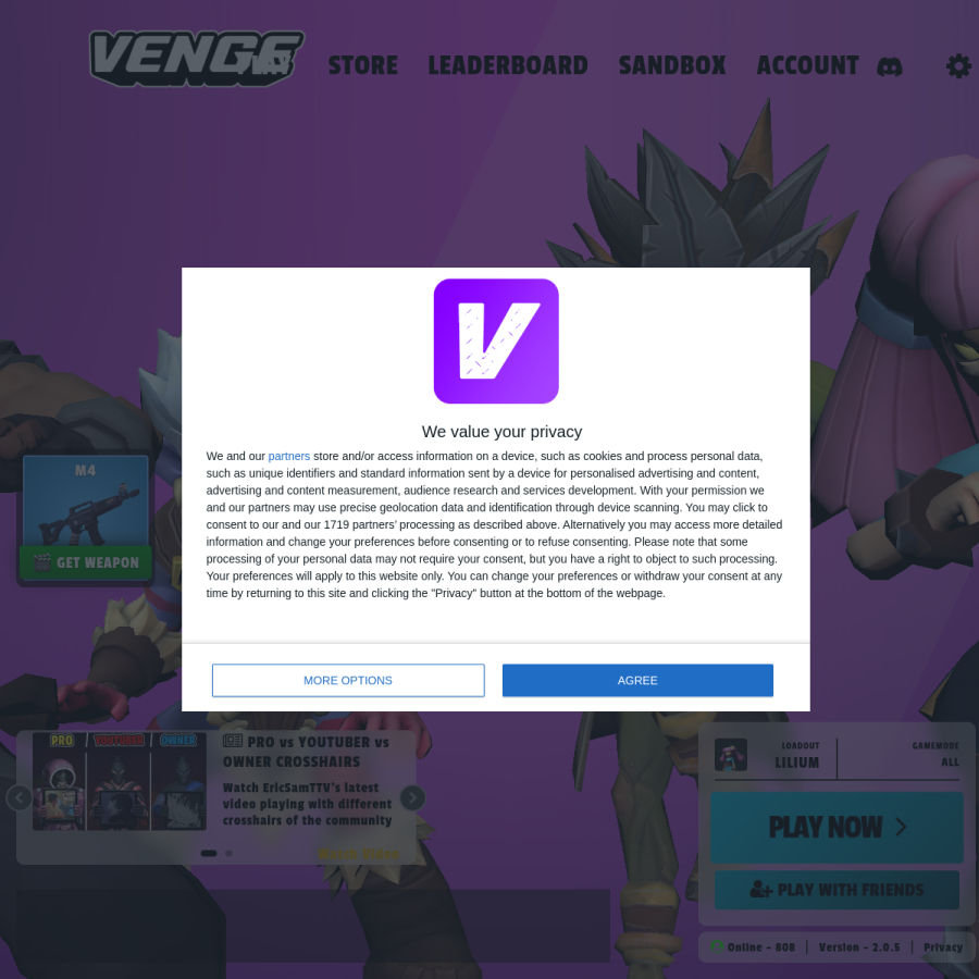 venge.io homepage screenshot