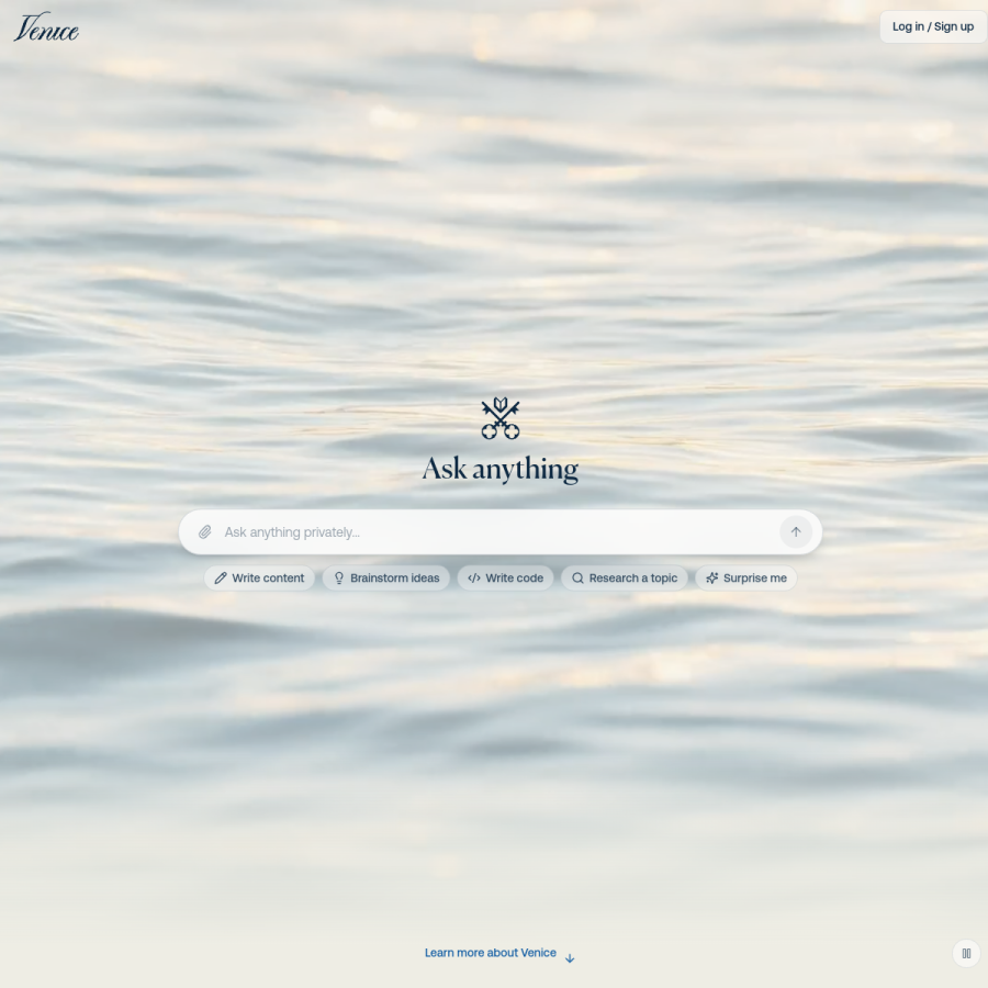 venice.ai homepage screenshot