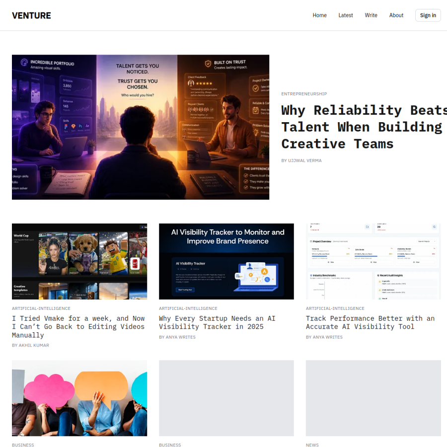 venturemagazine.net homepage screenshot