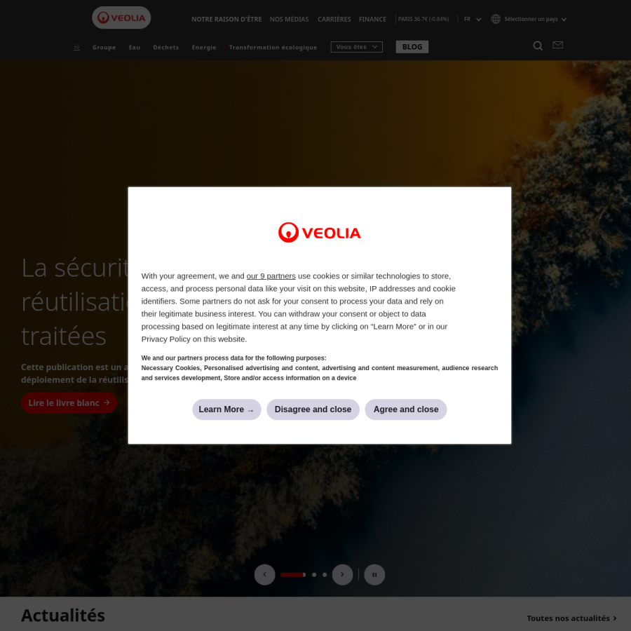 veolia.com homepage screenshot