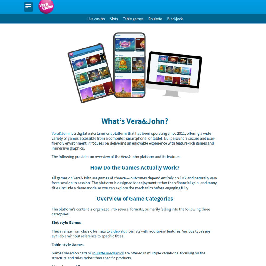 verajohn.com homepage screenshot