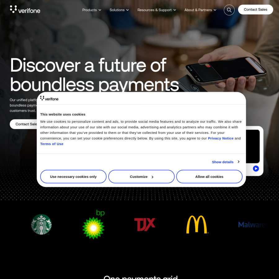 verifone.com homepage screenshot