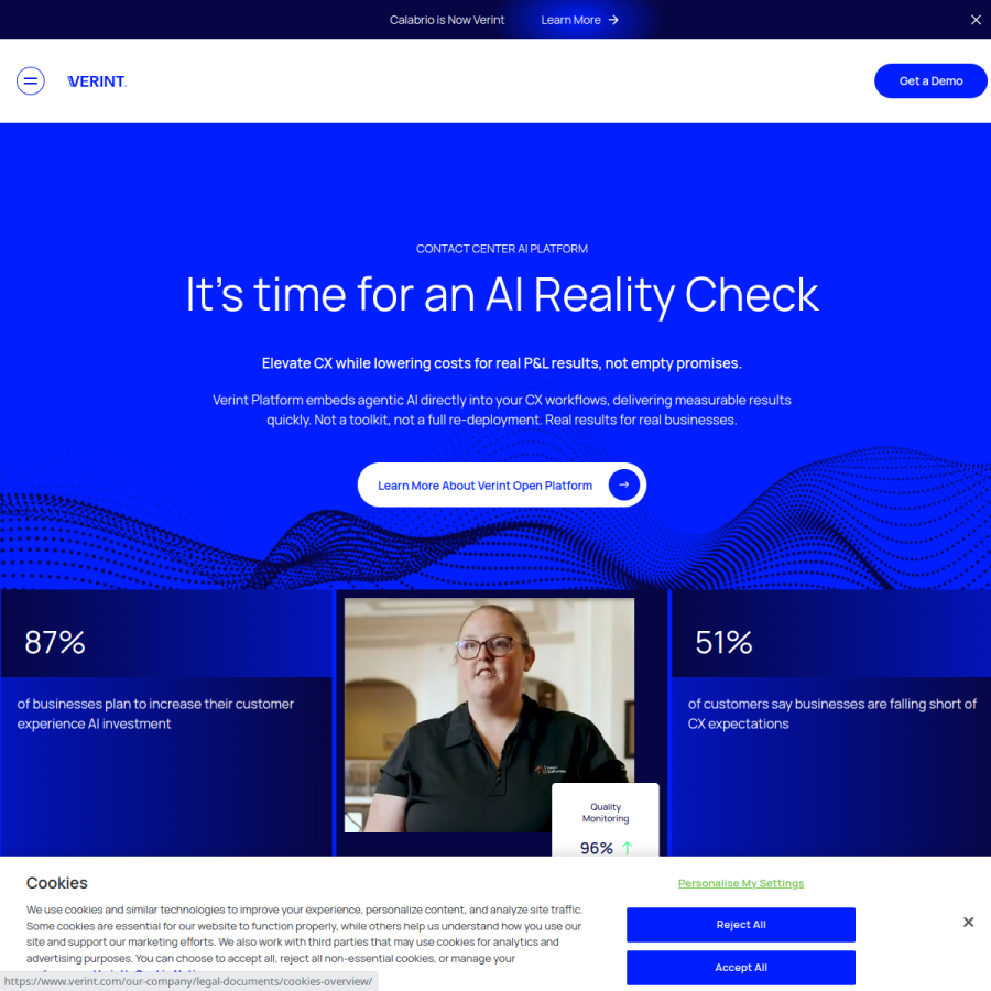 verint.com homepage screenshot
