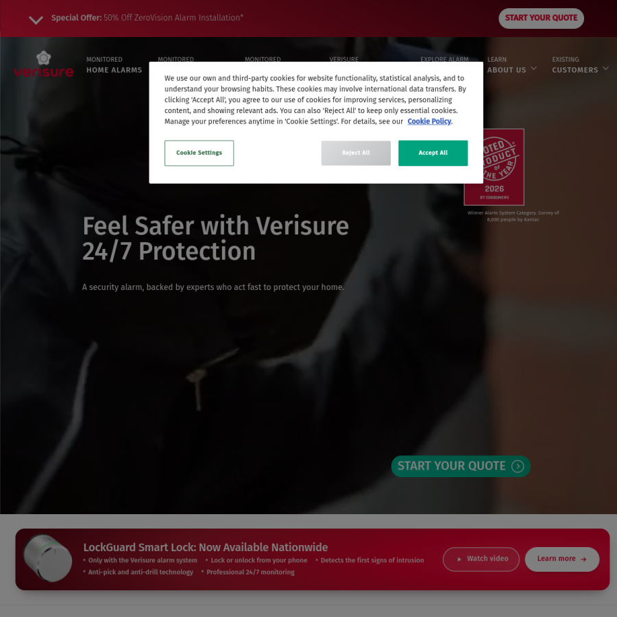 verisure.co.uk homepage screenshot
