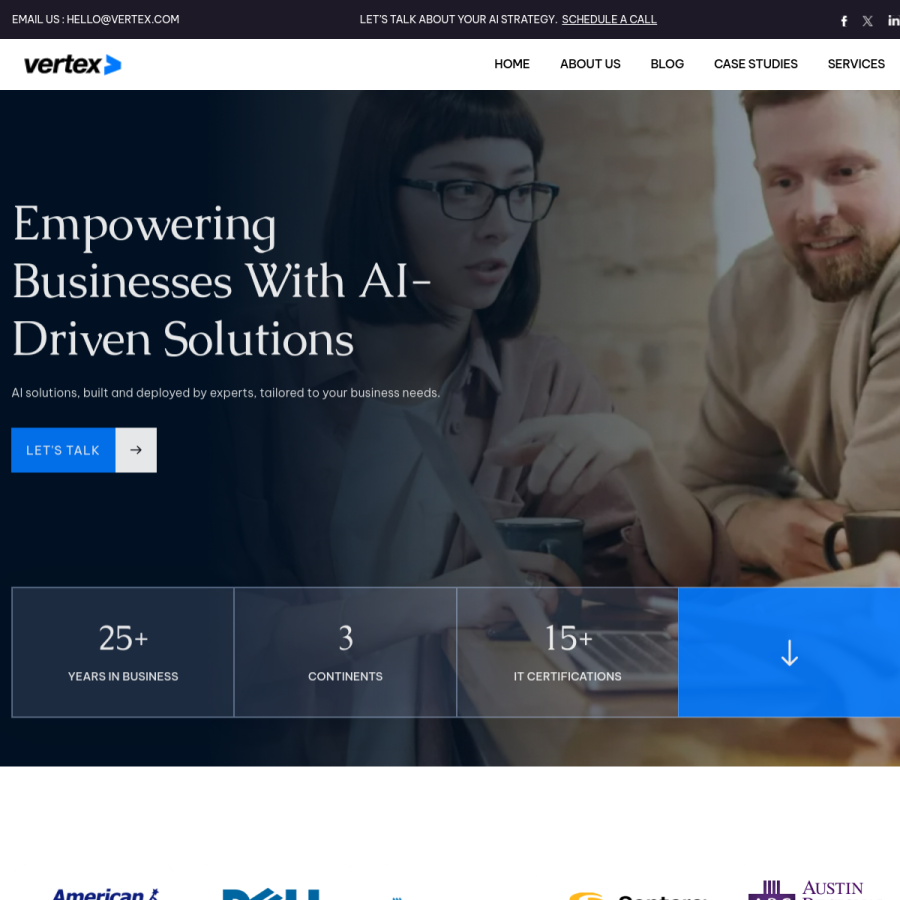 vertex.com homepage screenshot