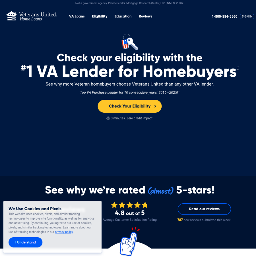 veteransunited.com homepage screenshot