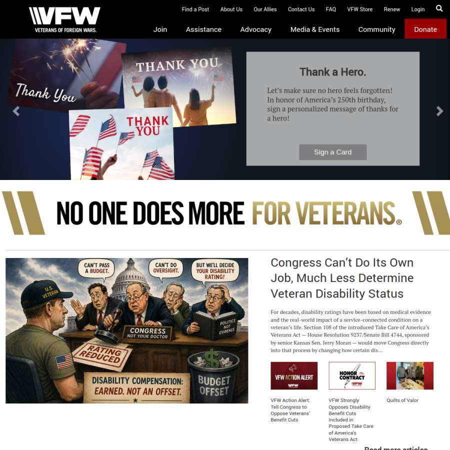 vfw.org homepage screenshot