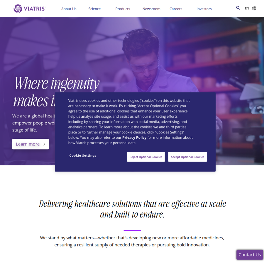 viatris.com homepage screenshot