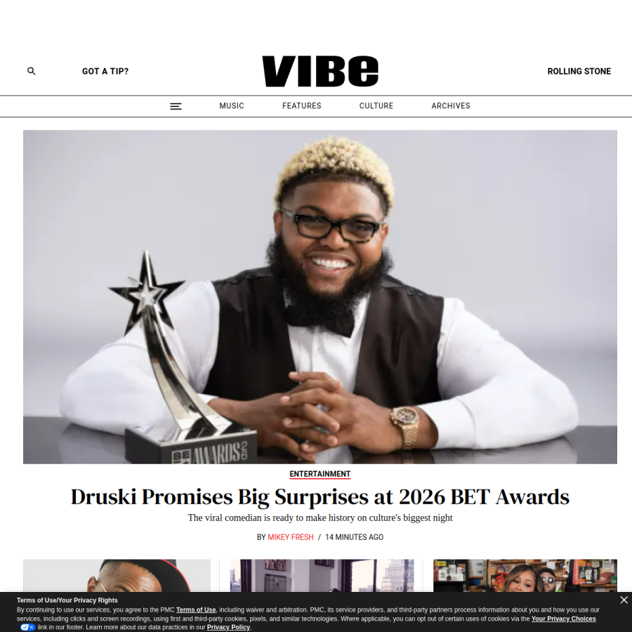 vibe.com homepage screenshot
