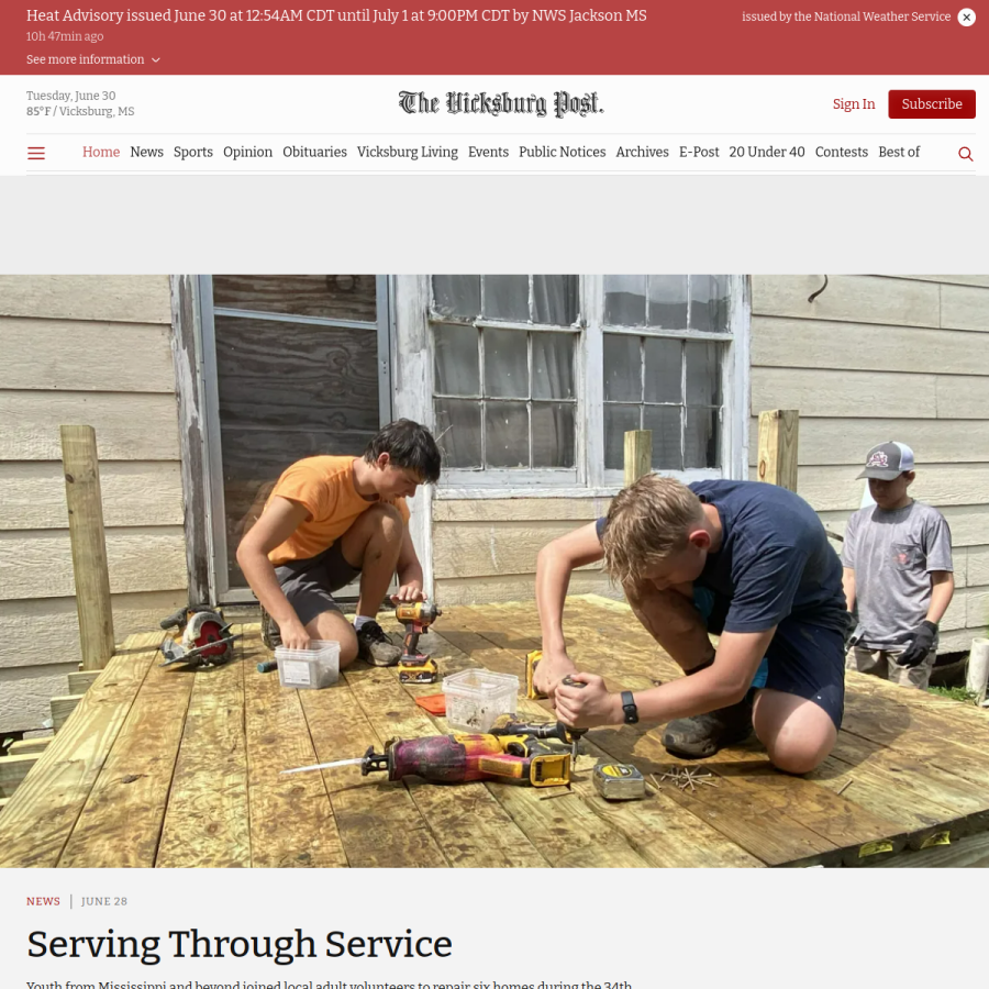 vicksburgpost.com homepage screenshot