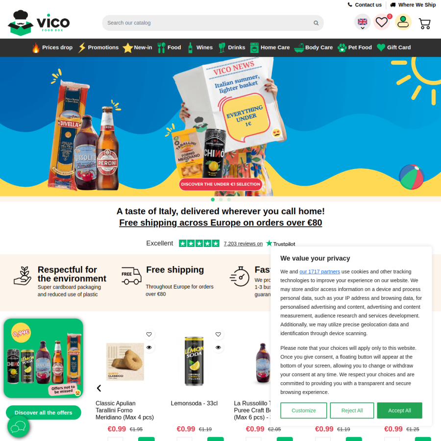 vicofoodbox.com homepage screenshot