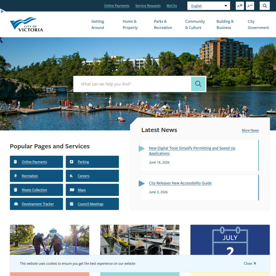 victoria.ca homepage screenshot