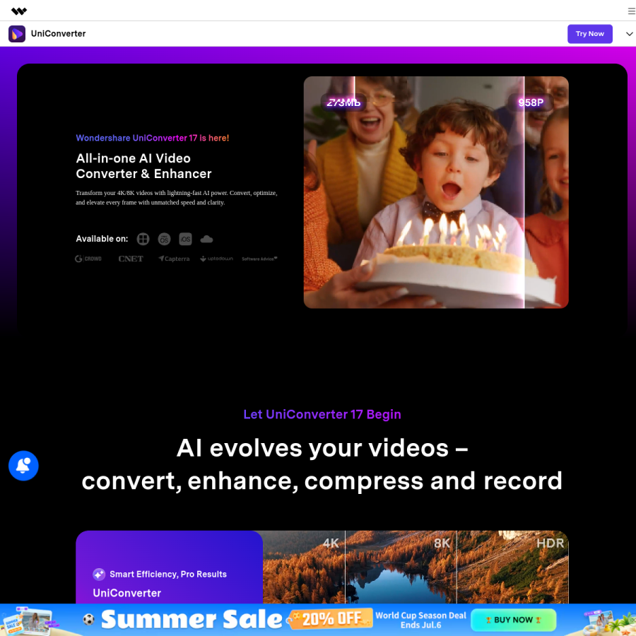 videoconverter.wondershare.com homepage screenshot