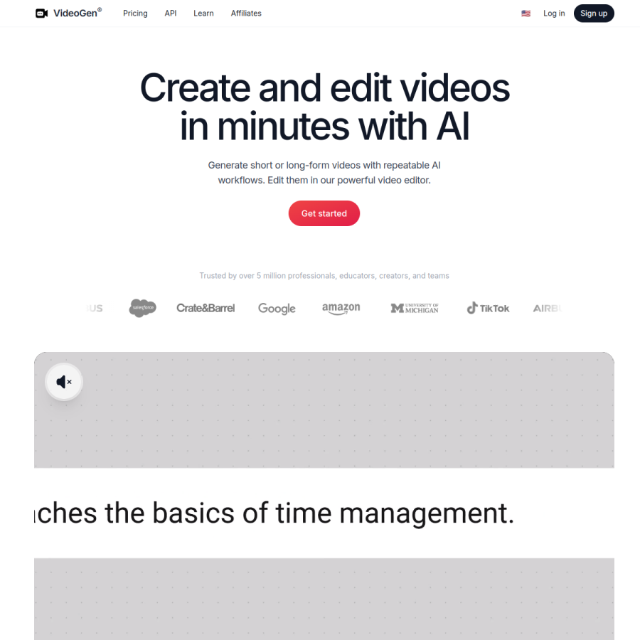 videogen.io homepage screenshot