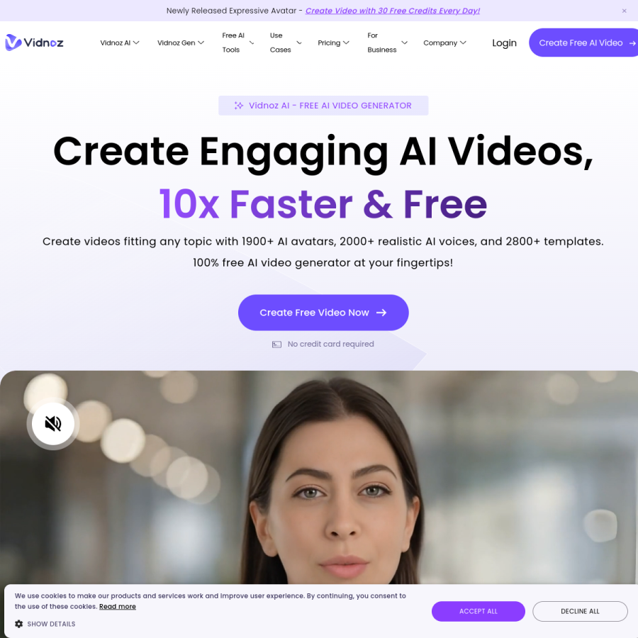 vidnoz.com homepage screenshot