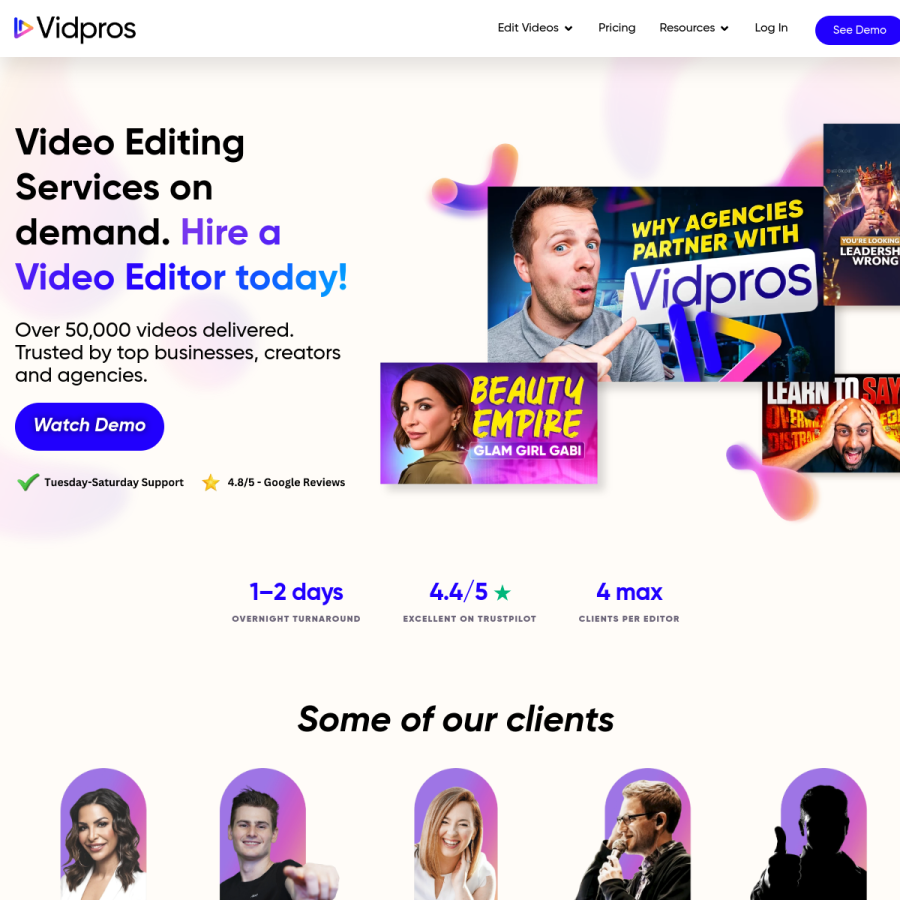 vidpros.com homepage screenshot