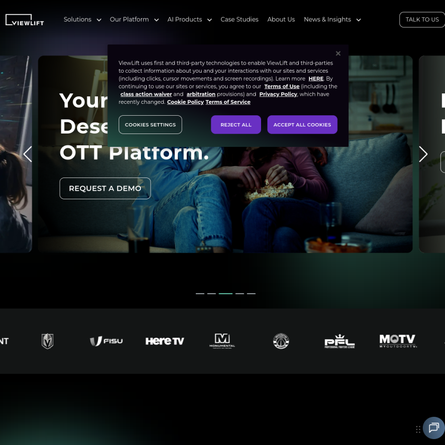 viewlift.com homepage screenshot