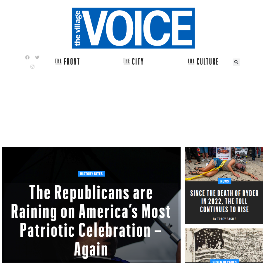 villagevoice.com homepage screenshot