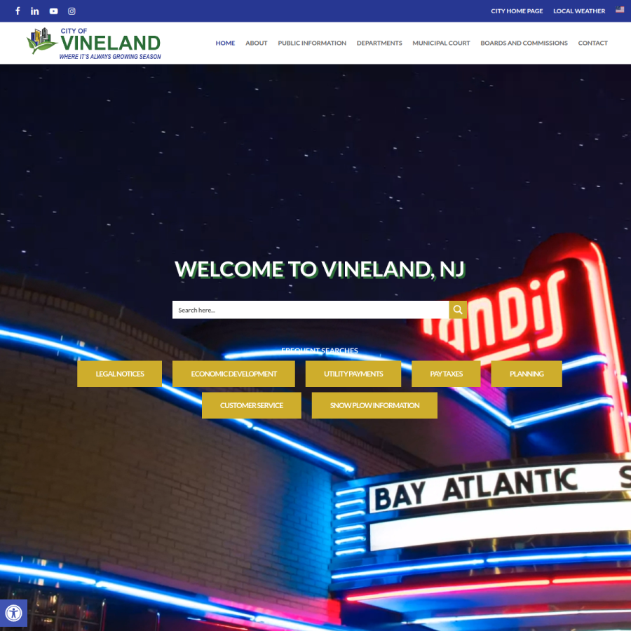 vinelandcity.org homepage screenshot