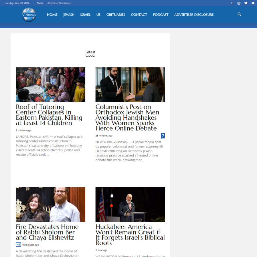 vinnews.com homepage screenshot