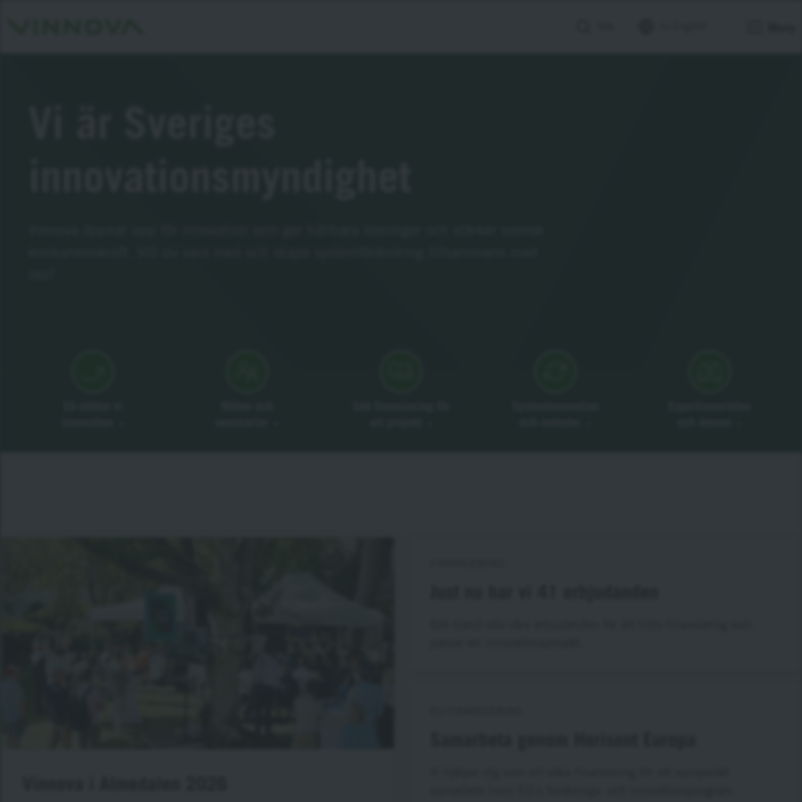 vinnova.se homepage screenshot
