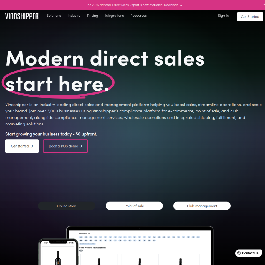 vinoshipper.com homepage screenshot