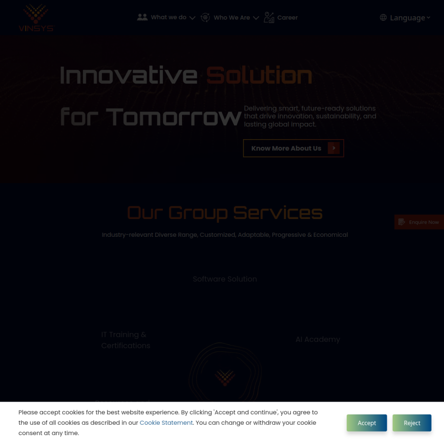 vinsys.com homepage screenshot