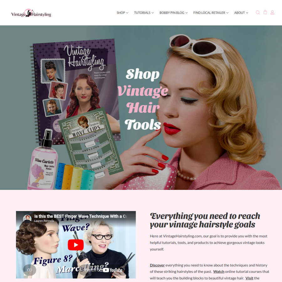 vintagehairstyling.com homepage screenshot