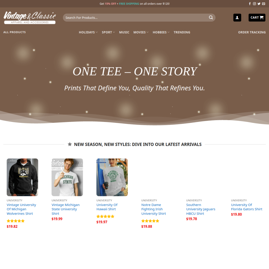 vintagenclassic.com homepage screenshot