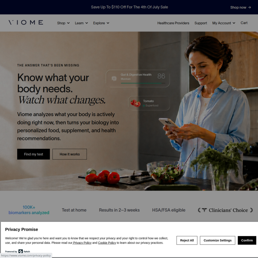 viome.com homepage screenshot
