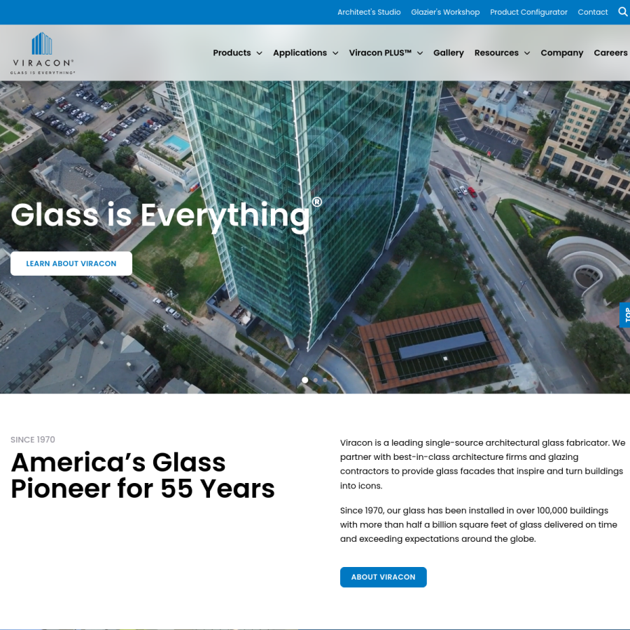 viracon.com homepage screenshot