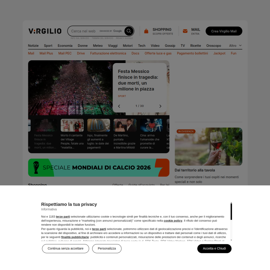 virgilio.it homepage screenshot