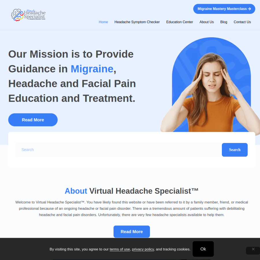virtualheadachespecialist.com homepage screenshot