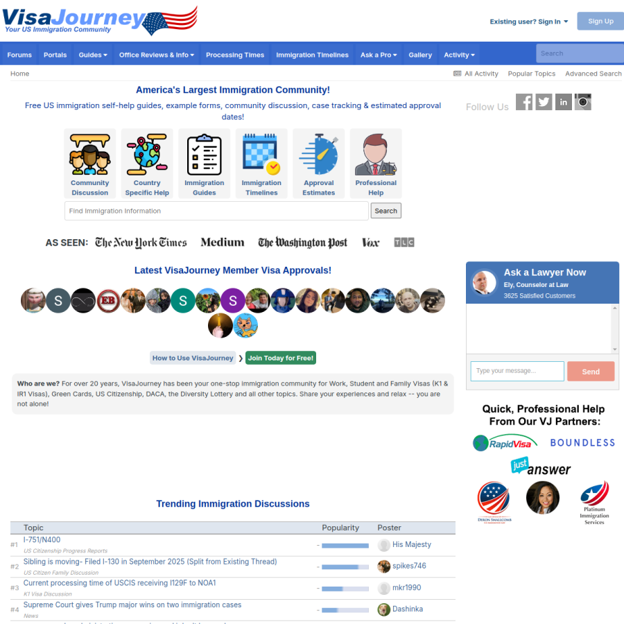 visajourney.com homepage screenshot