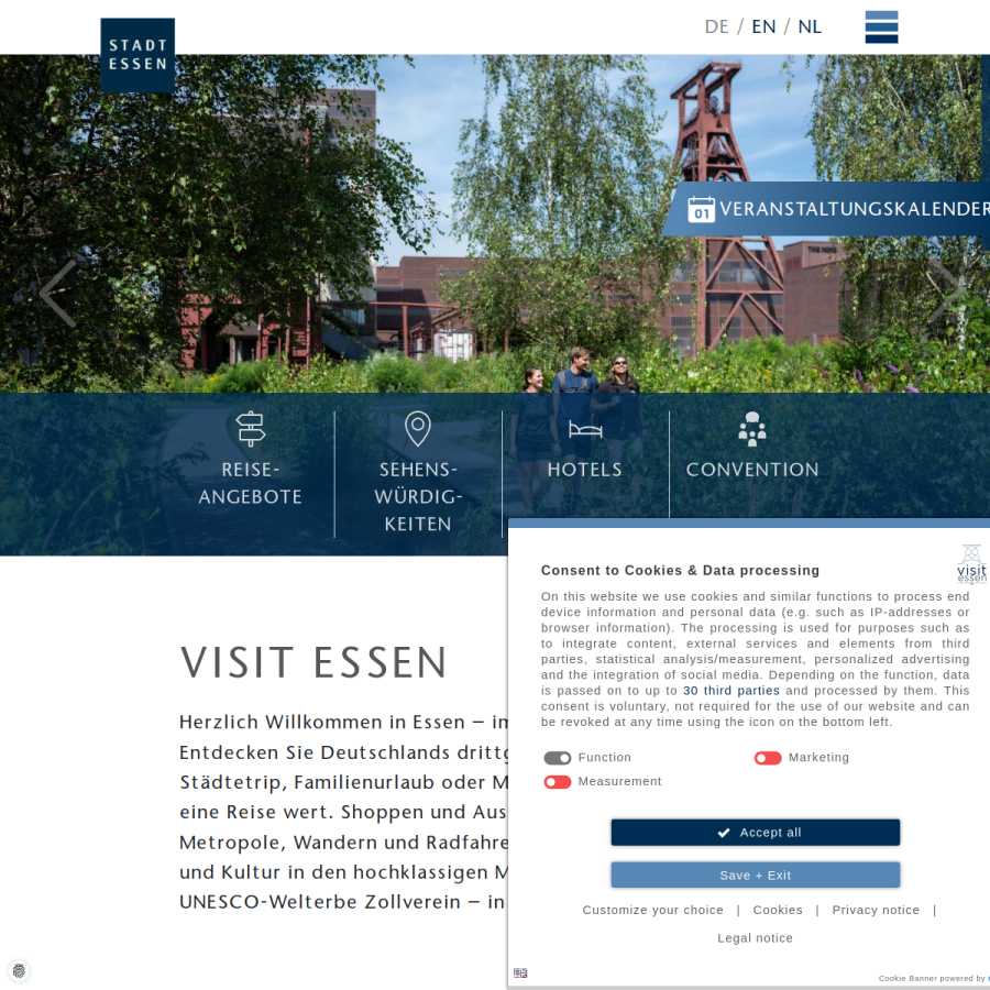 visitessen.de homepage screenshot