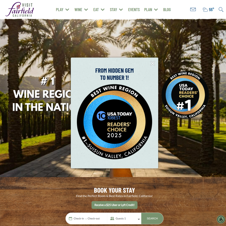 visitfairfield.com homepage screenshot