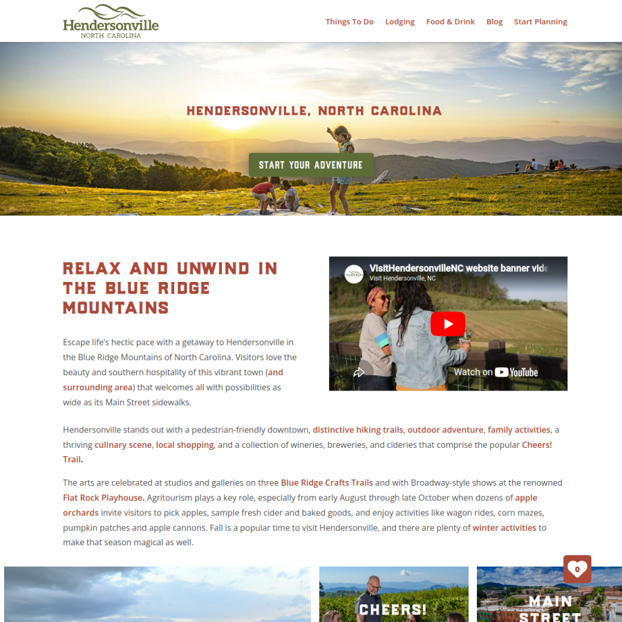 visithendersonvillenc.org homepage screenshot