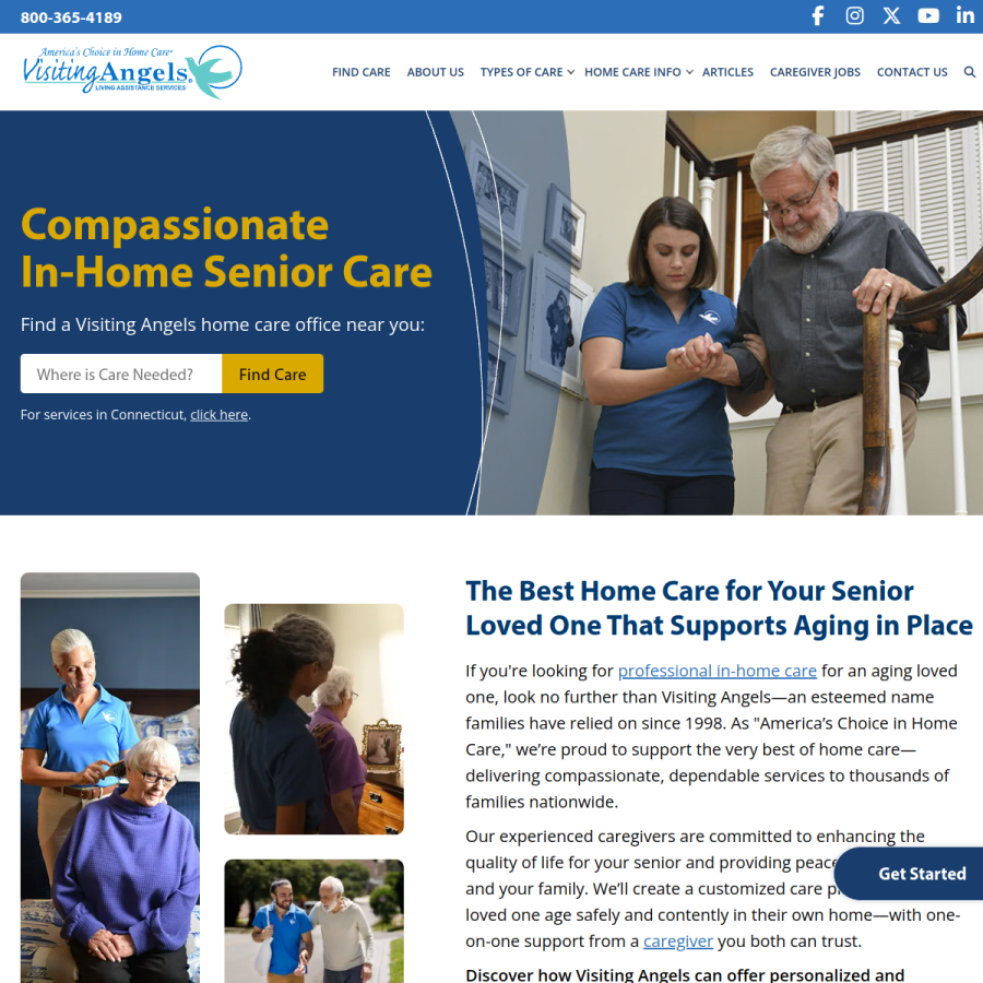 visitingangels.com homepage screenshot