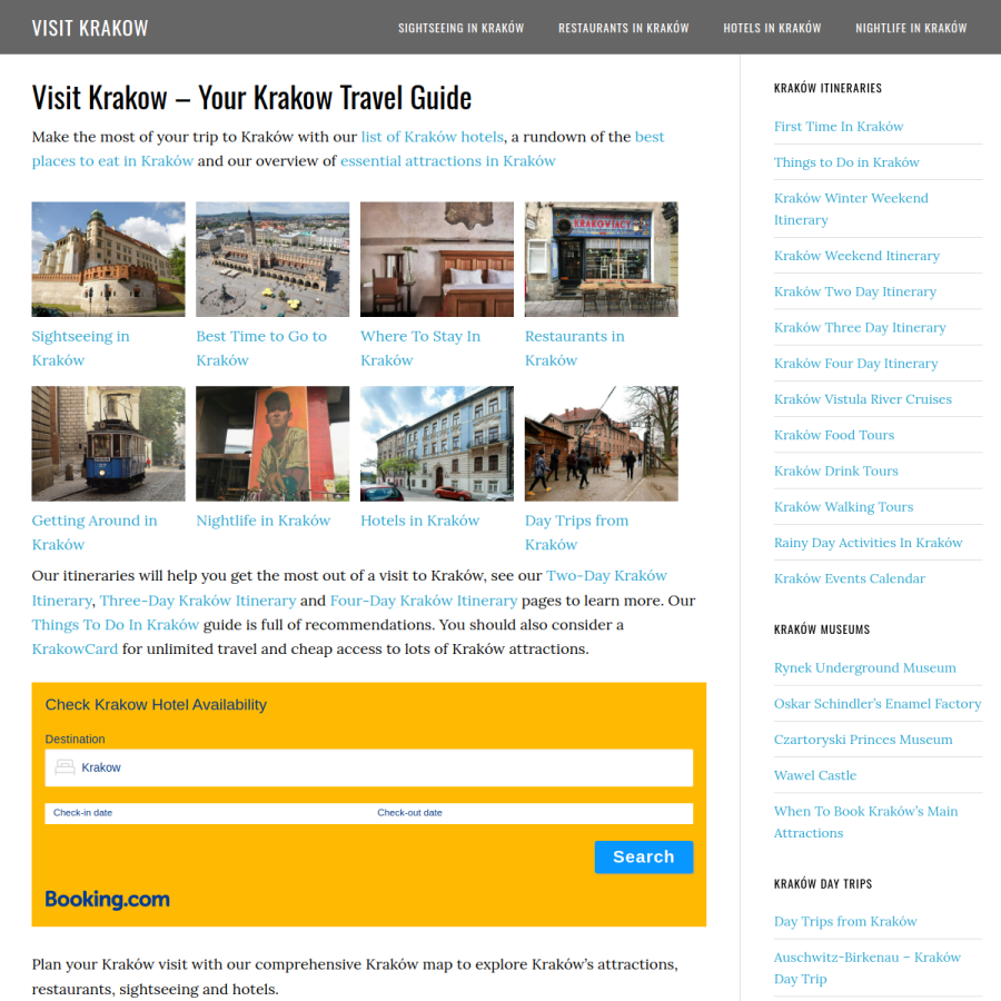 visitkrakow.com homepage screenshot