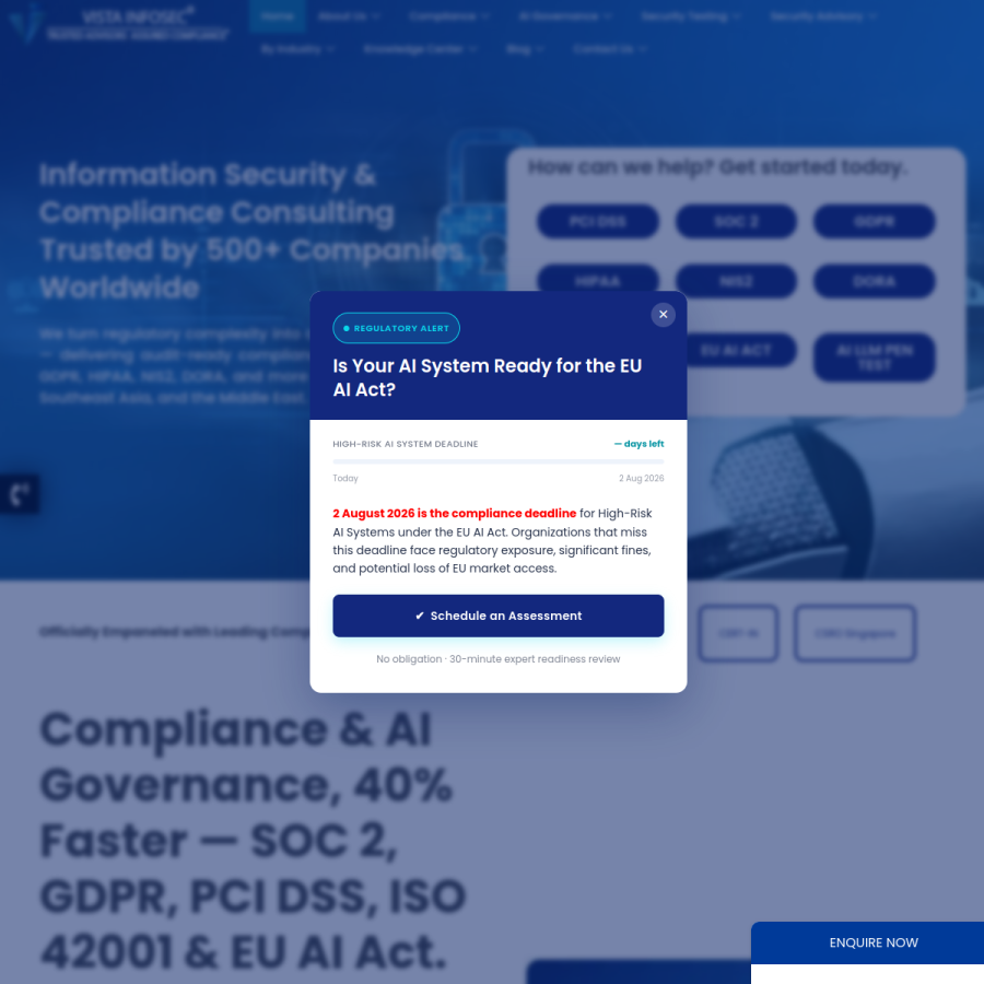 vistainfosec.com homepage screenshot