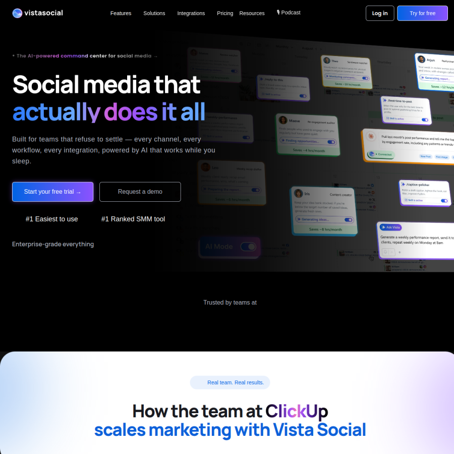 vistasocial.com homepage screenshot