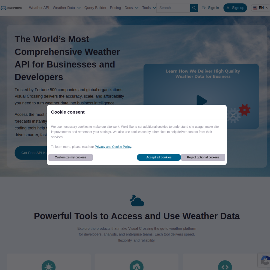 visualcrossing.com homepage screenshot