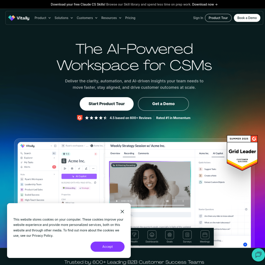 vitally.io homepage screenshot