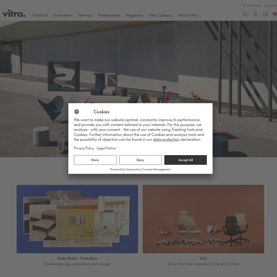 vitra.com homepage screenshot