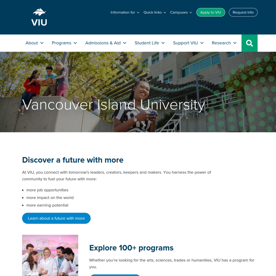 viu.ca homepage screenshot