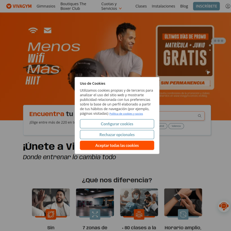 vivagym.com homepage screenshot