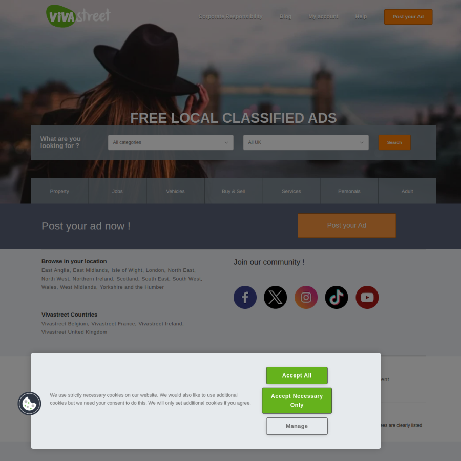 vivastreet.co.uk homepage screenshot