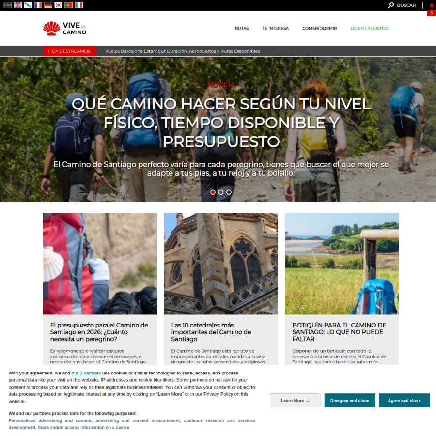 vivecamino.com homepage screenshot