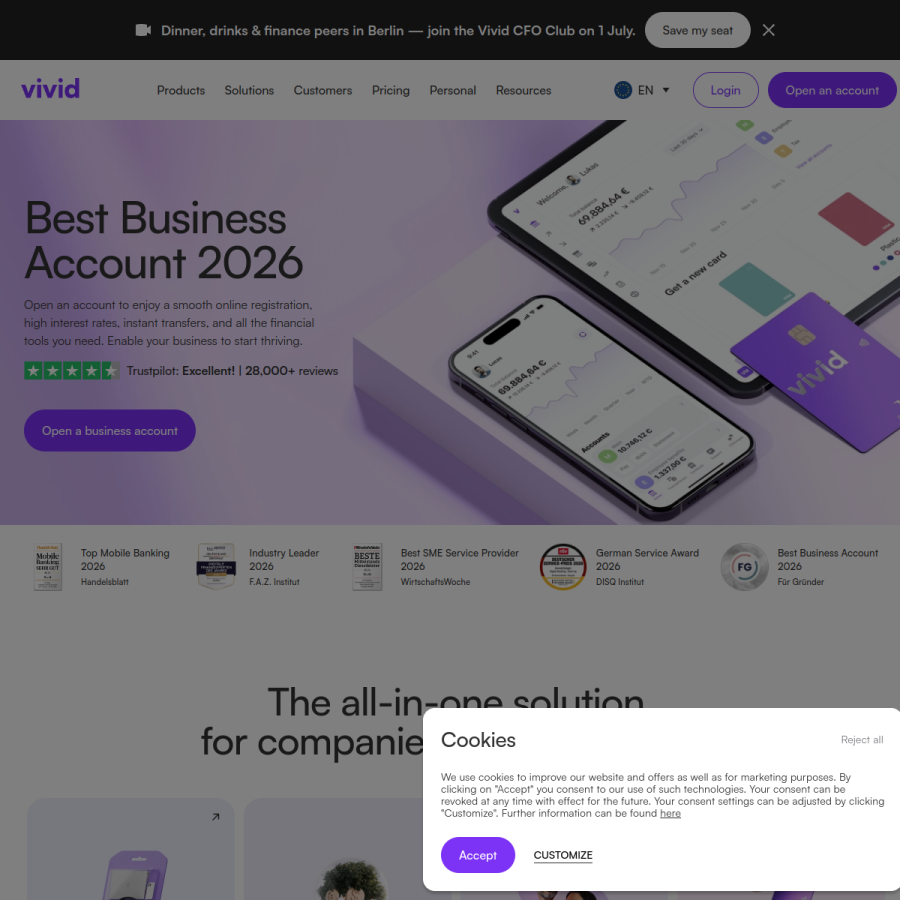 vivid.money homepage screenshot